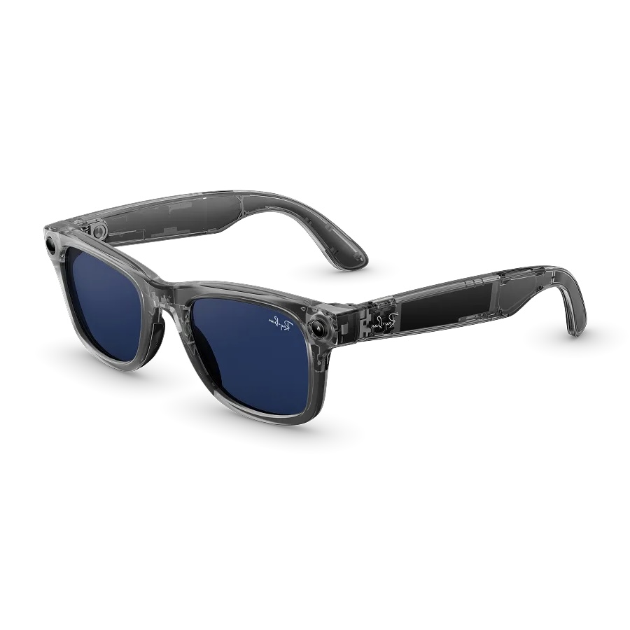 عینک هوشمند ری‌بن متا ویفرر نسل ۲ | Ray-Ban Meta Wayfarer Gen 2 Shiny Transparent Grey Sapphire Transitions