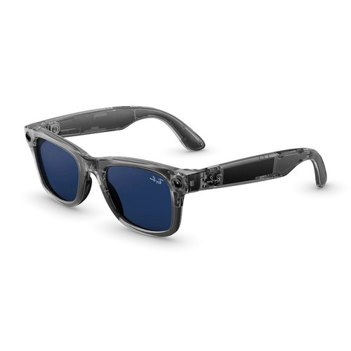 عینک هوشمند ریبن متا ویفرر نسل ۲ | Ray-Ban Meta Wayfarer Gen 2 Shiny Transparent Grey Sapphire Transitions